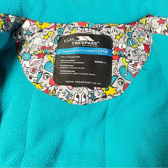 Kids Trespass TP50 Ski Jacket Teal UK 2000 mm Approximate Sz 6 See Measurements - Picture 5 of 14